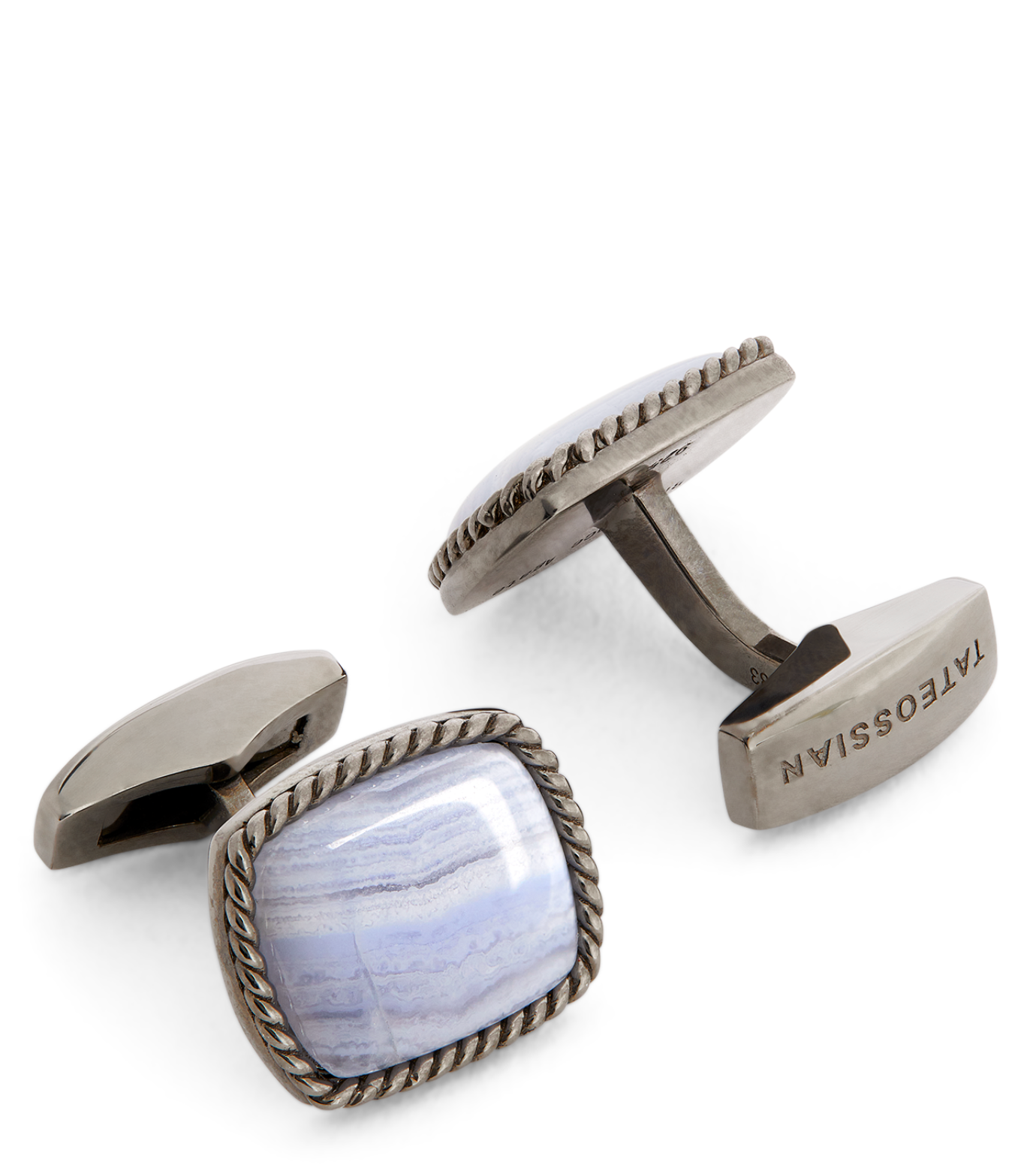 Tateossian Cable Agate Cufflinks in Sterling Silver