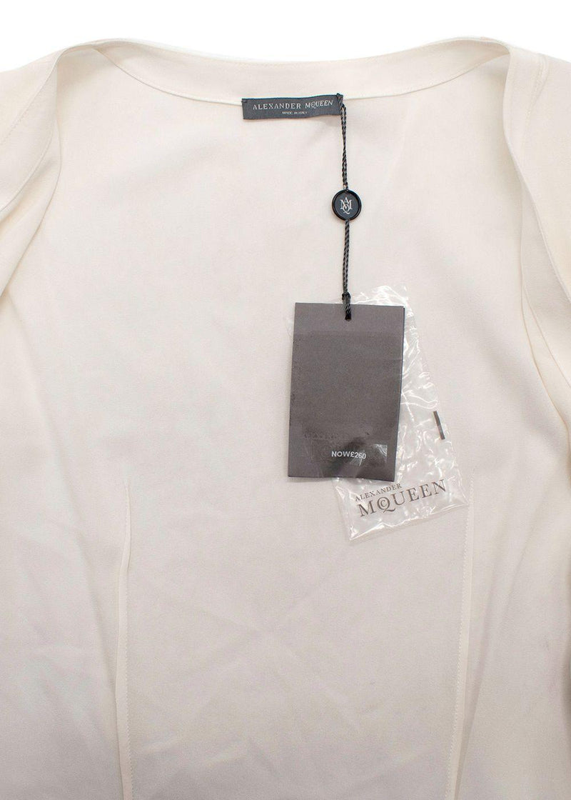 Alexander McQueen Cream Sleeveless Silk Blouse