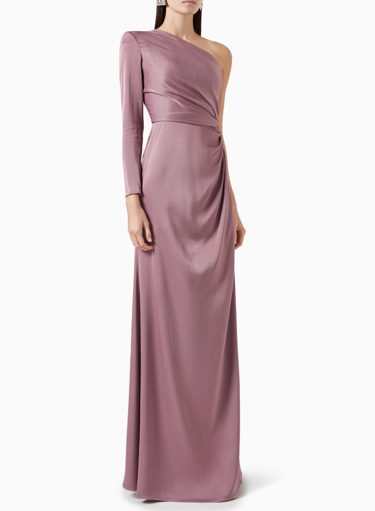 Alex Perry One-shoulder Twisted Gown in Satin Crepe