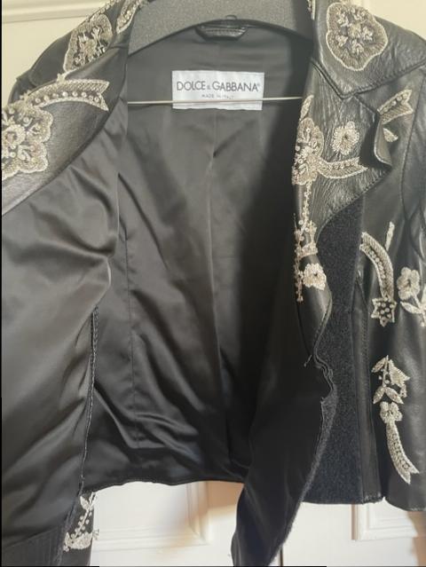 Dolce & Gabbana Black Embellished Leather Jacket