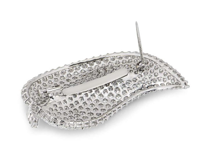 Bespoke 18ct White Gold Diamond Leaf Brooch
