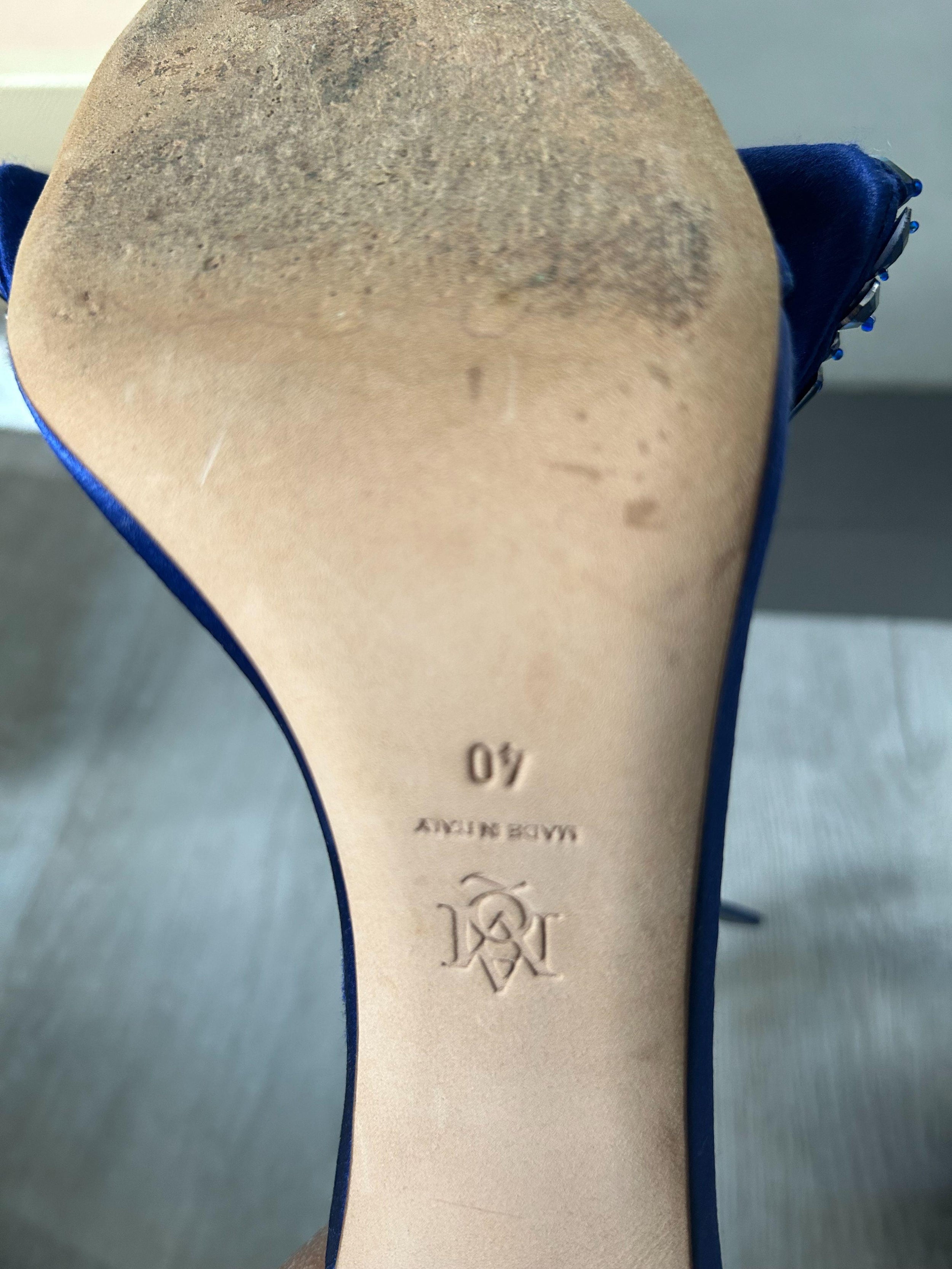 Blue Bow Embroidered Crystal Sandals