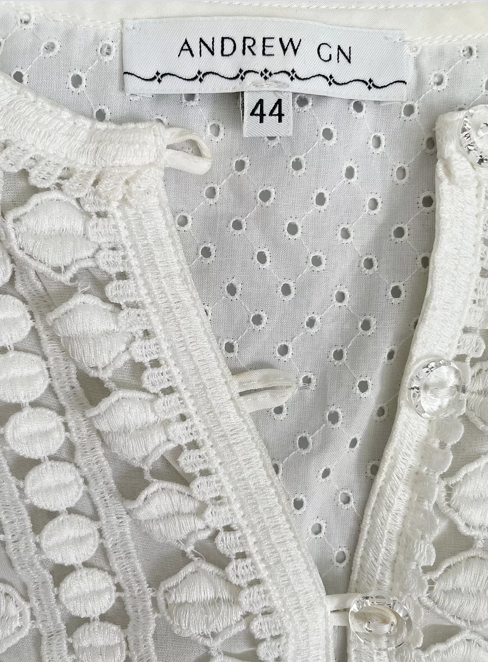 Andrew GN Broderie Anglaise White Blouse