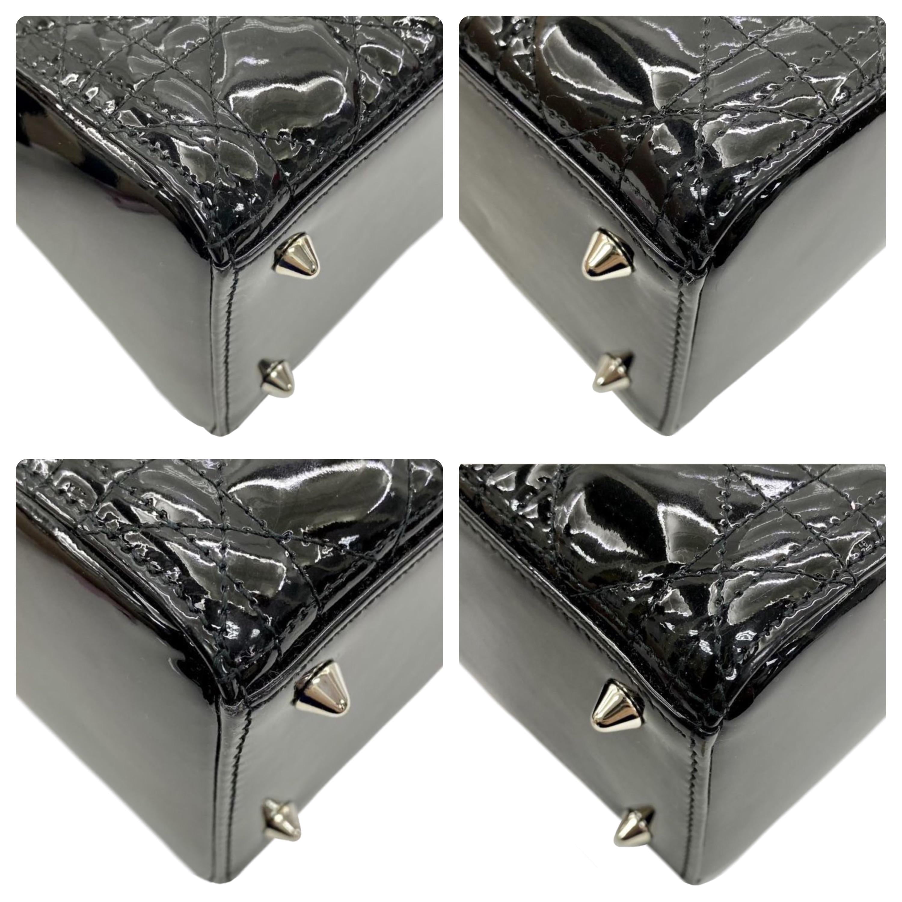 Dior Black Patent Leather Medium Lady Dior