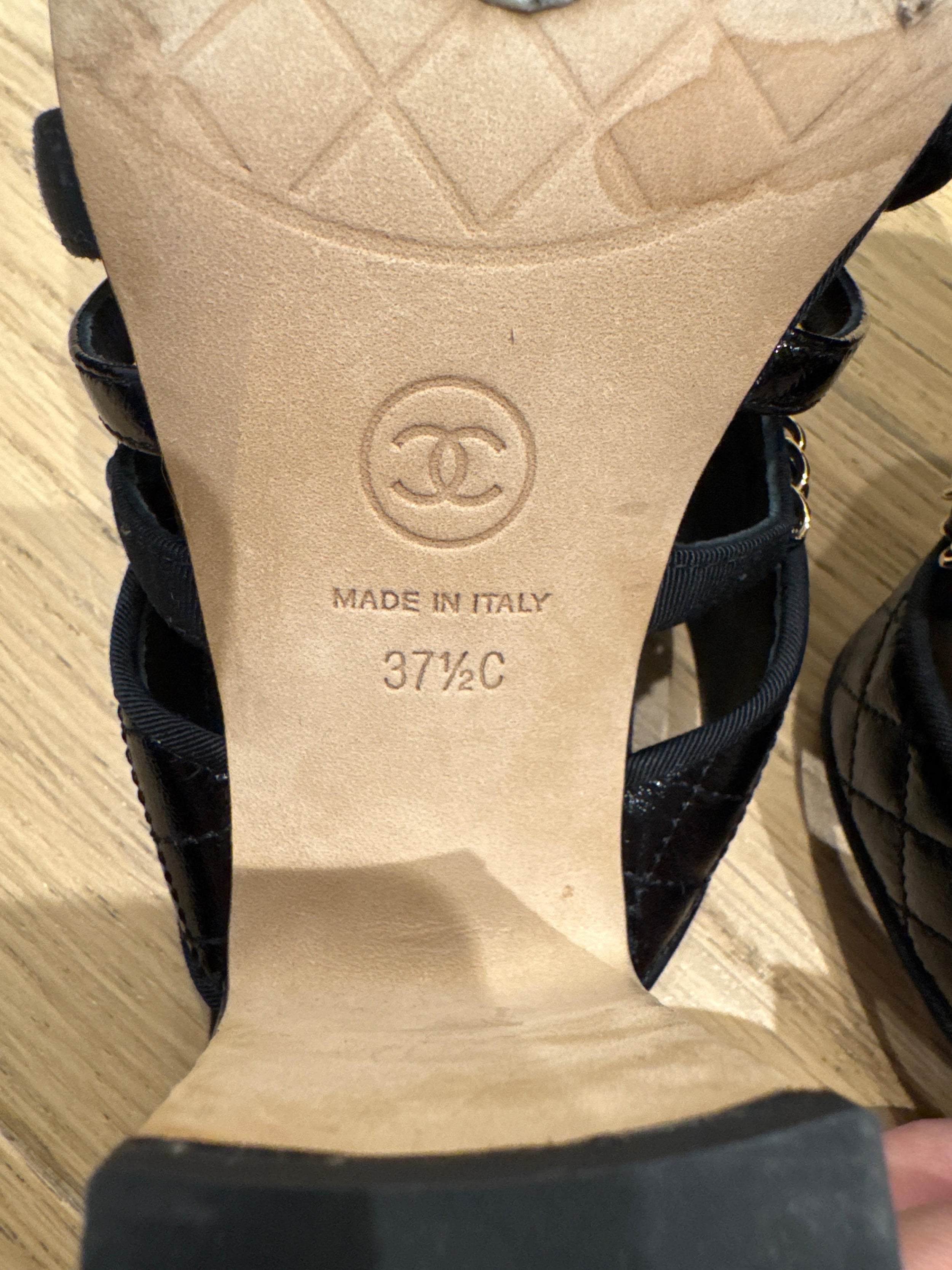 Chanel Chain Embellished Strap Sandals