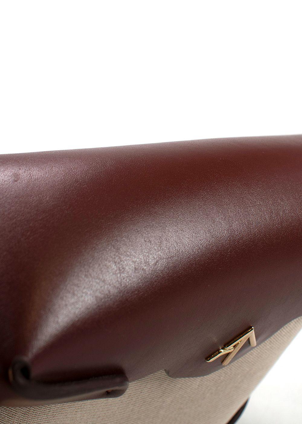 Manu Atelier Chocolate Brown Leather and Canvas Mini Pristine Crossbody Bag