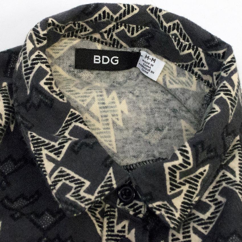 BDG Charcoal and white geometric print shirt