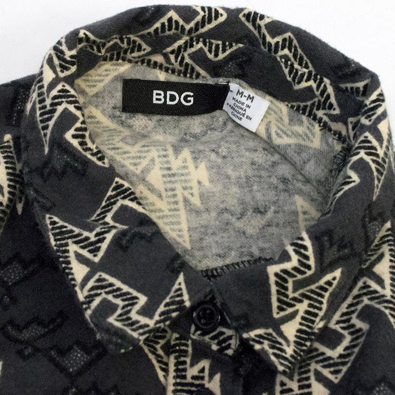 BDG Charcoal and white geometric print shirt