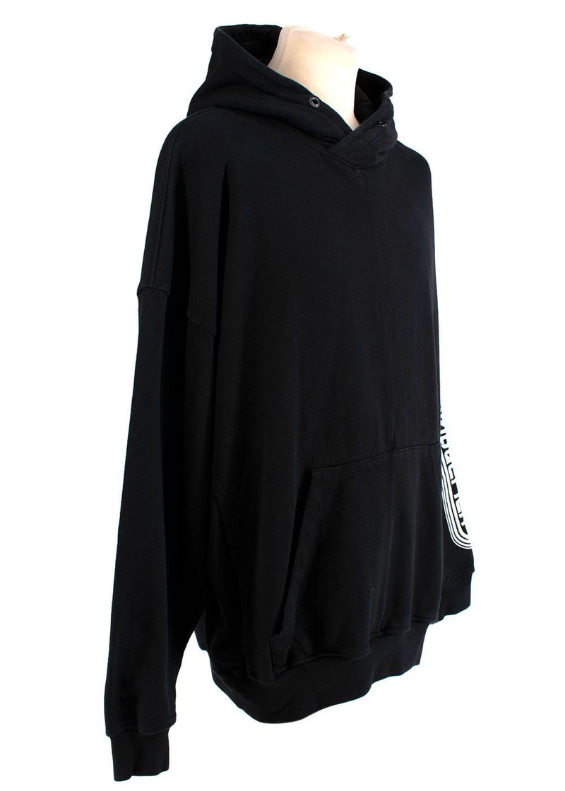 Black cotton jersey logo embroidered hoodie
