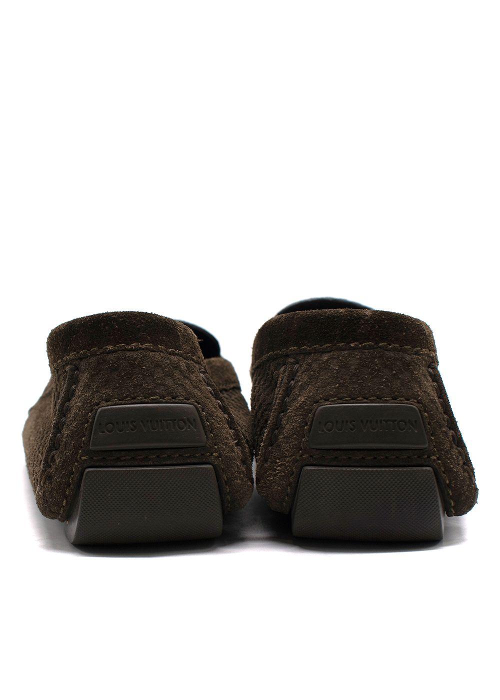 Louis Vuitton Khaki Suede Monte Carlo Slip On Loafers