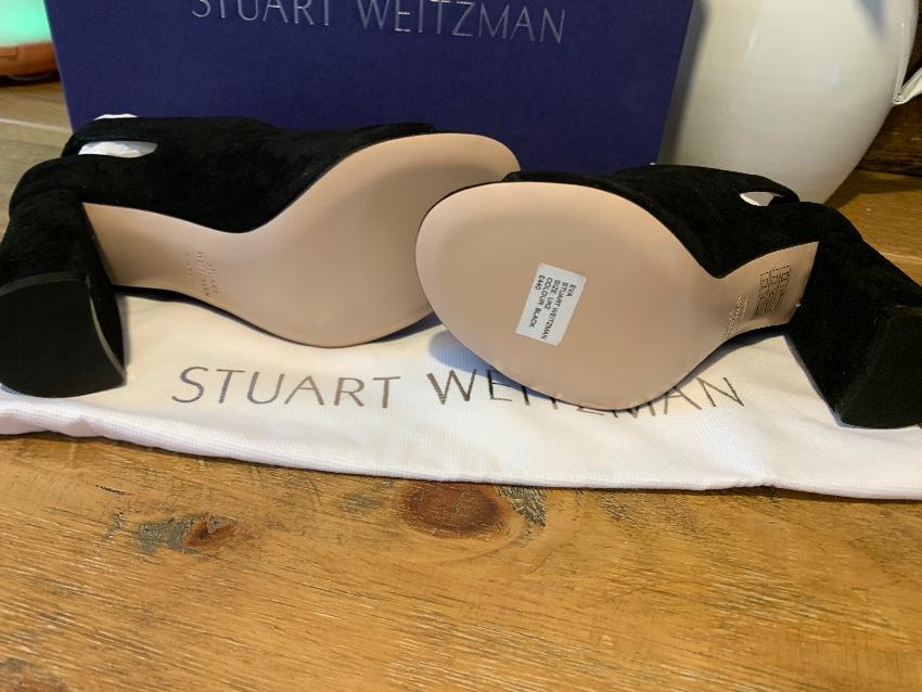 Stuart Weitzman Eva Suede Block Heel Mules