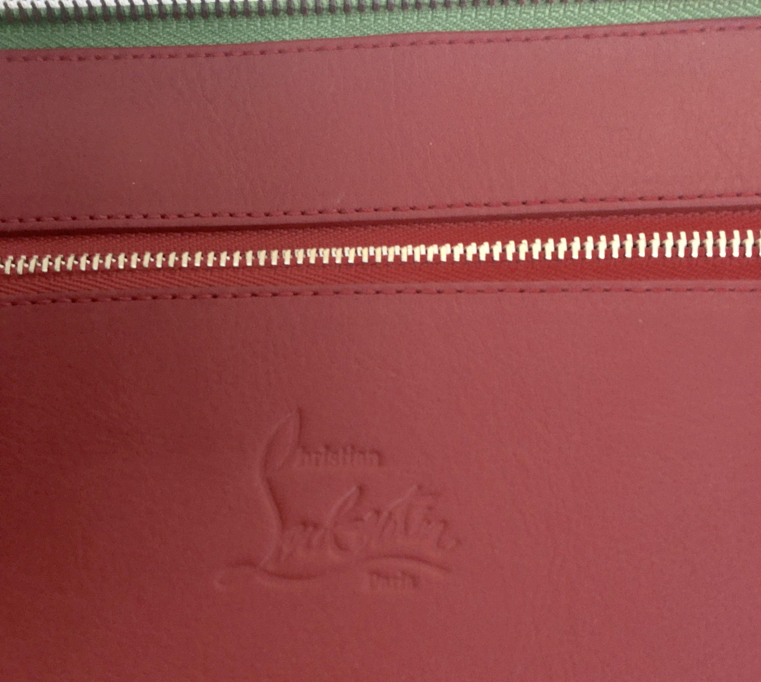 Christian Louboutin green cris case calf leather