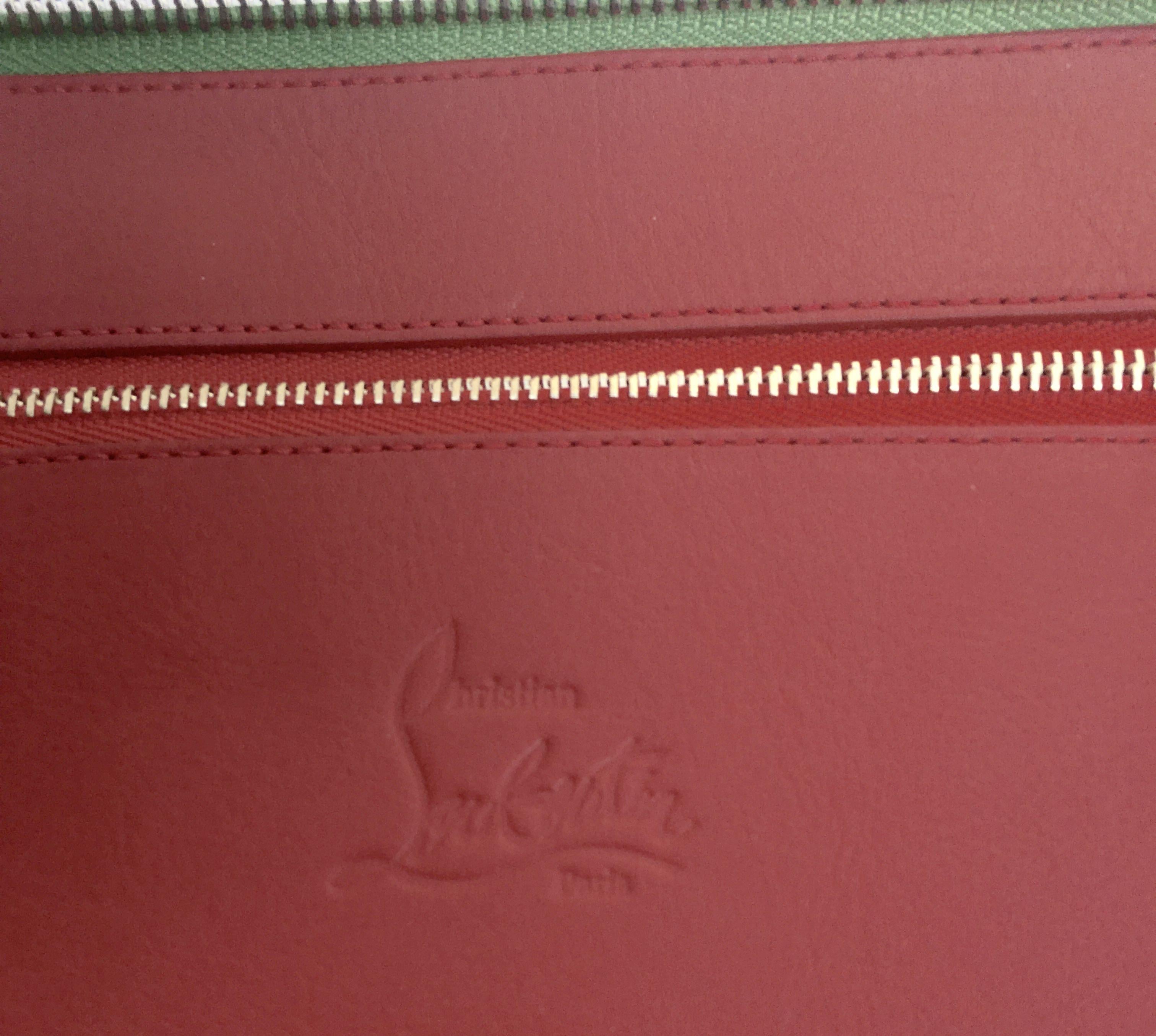 Christian Louboutin green cris case calf leather