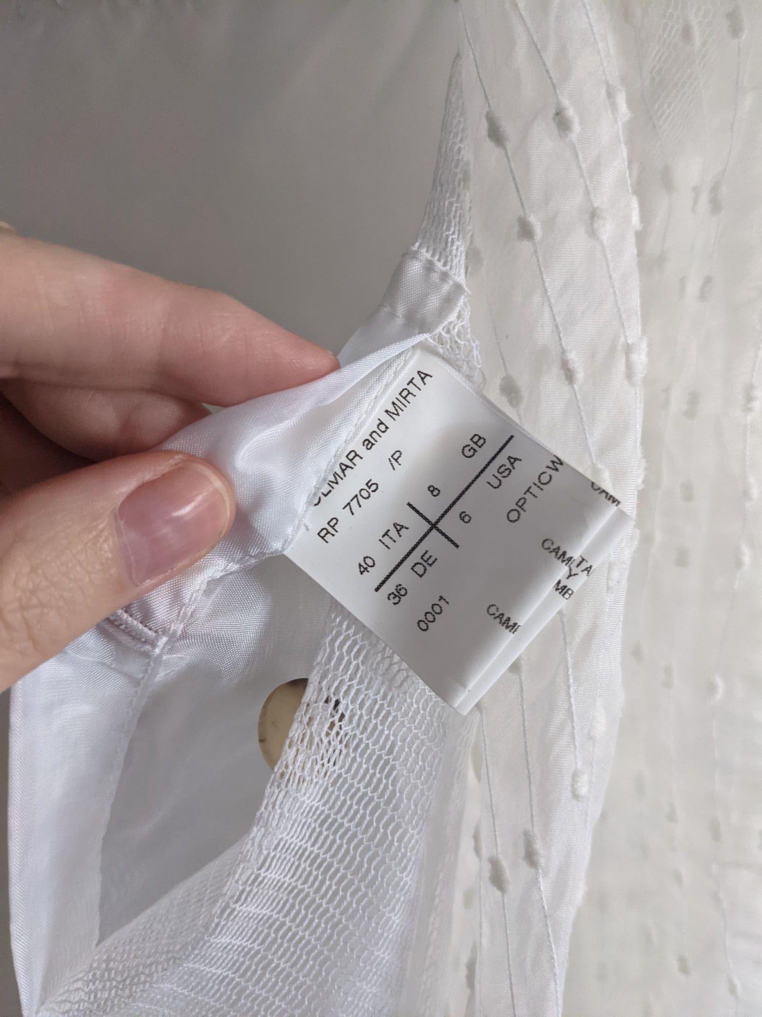 White organza embroidered draped jacket