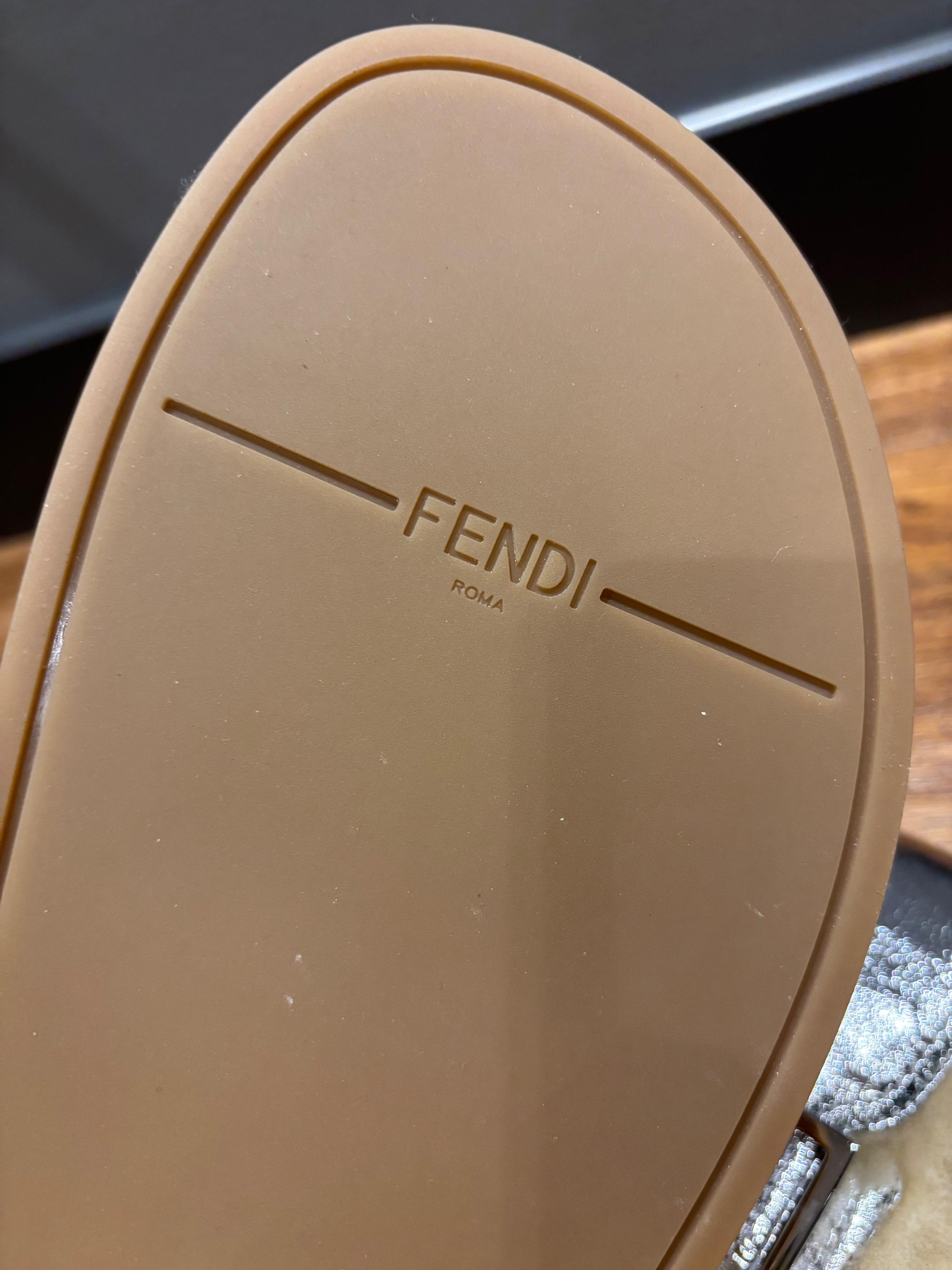 Fendi Shealing Lined Silver Slides