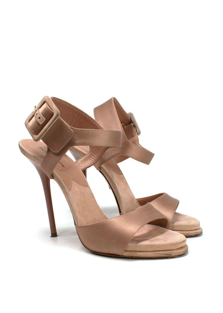 Paul Andrew Satin Nude Sandals