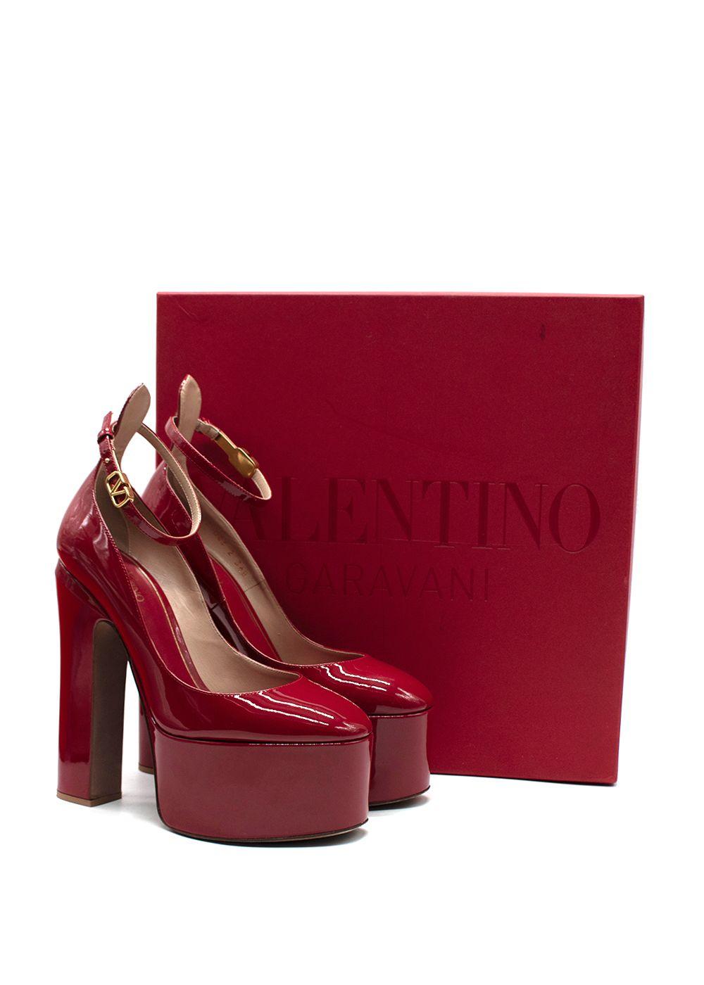 Valentino Ruby Leather Platform Pumps
