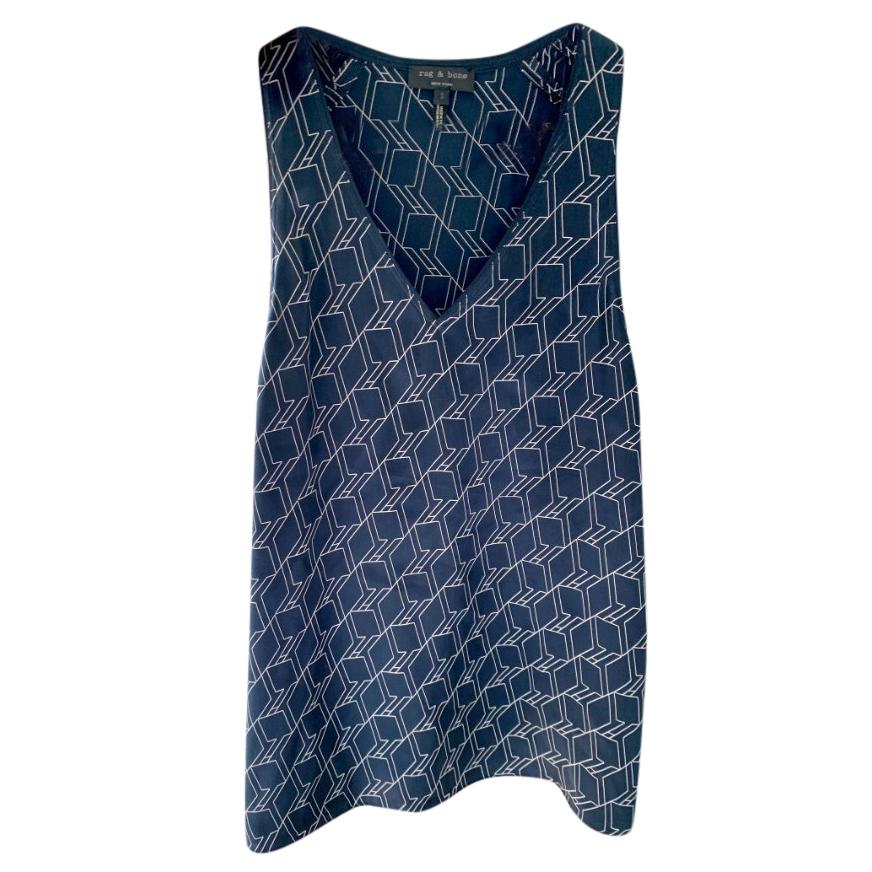 Rag & Bone Navy Printed Sleeveless Top
