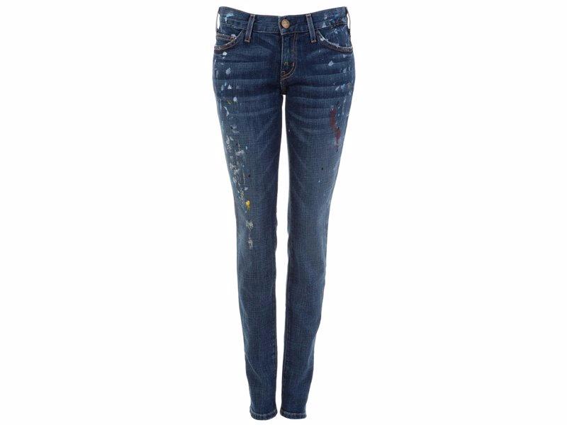 Current Elliott Blue Denim The Skinny Paint Jeans