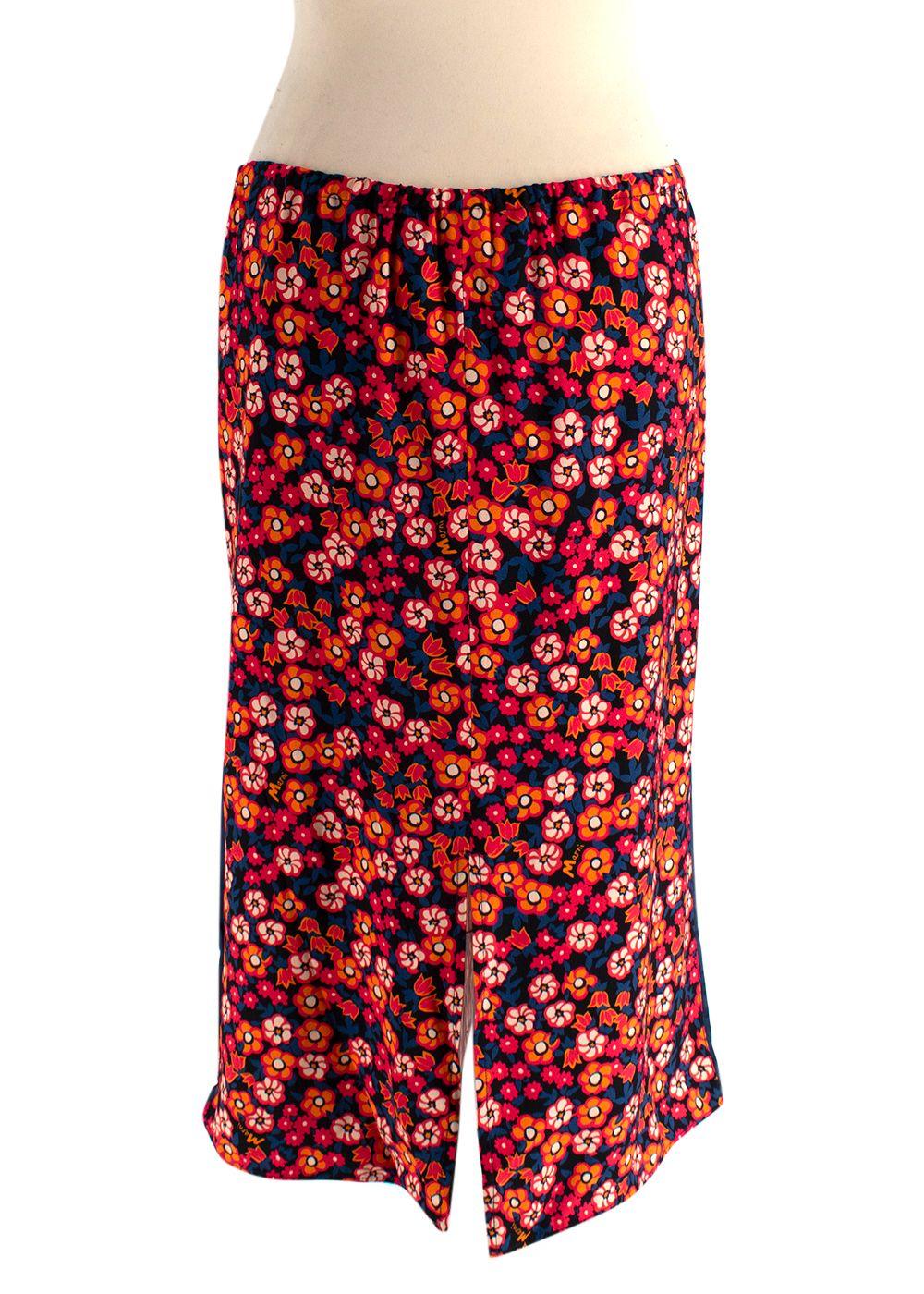 Pop Garden floral-print satin-crepe midi skirt