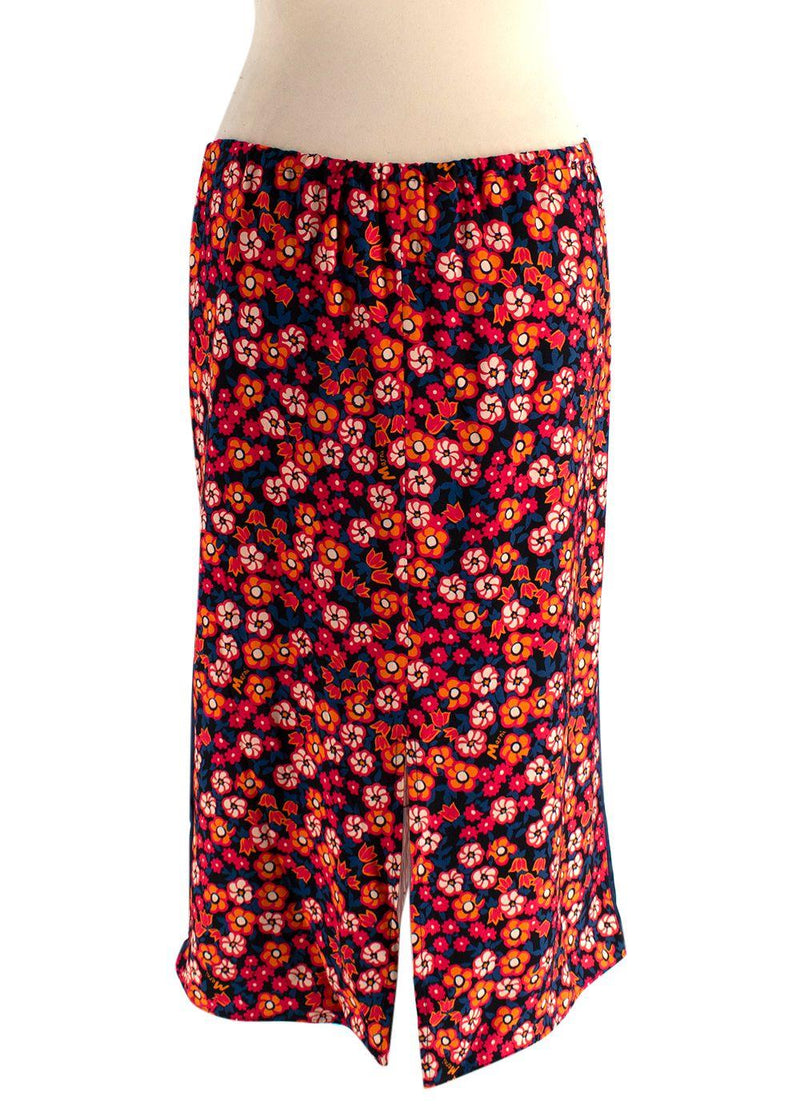 Pop Garden floral-print satin-crepe midi skirt
