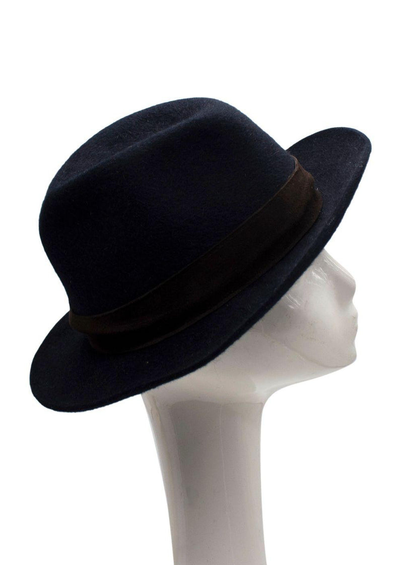 Loro Piana Navy Hares Hair Blend Ferdora