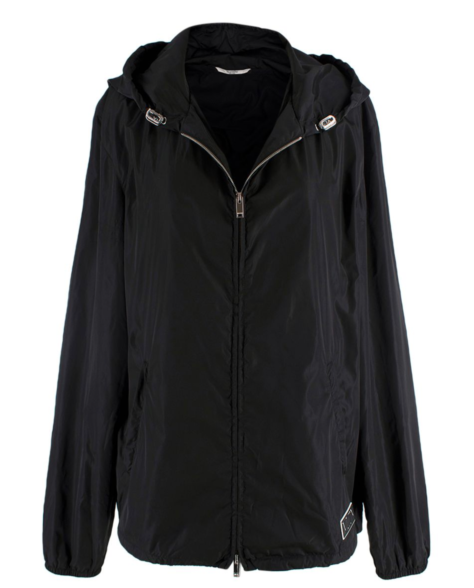 Valentino Black Hooded VLTN Rain Jacket