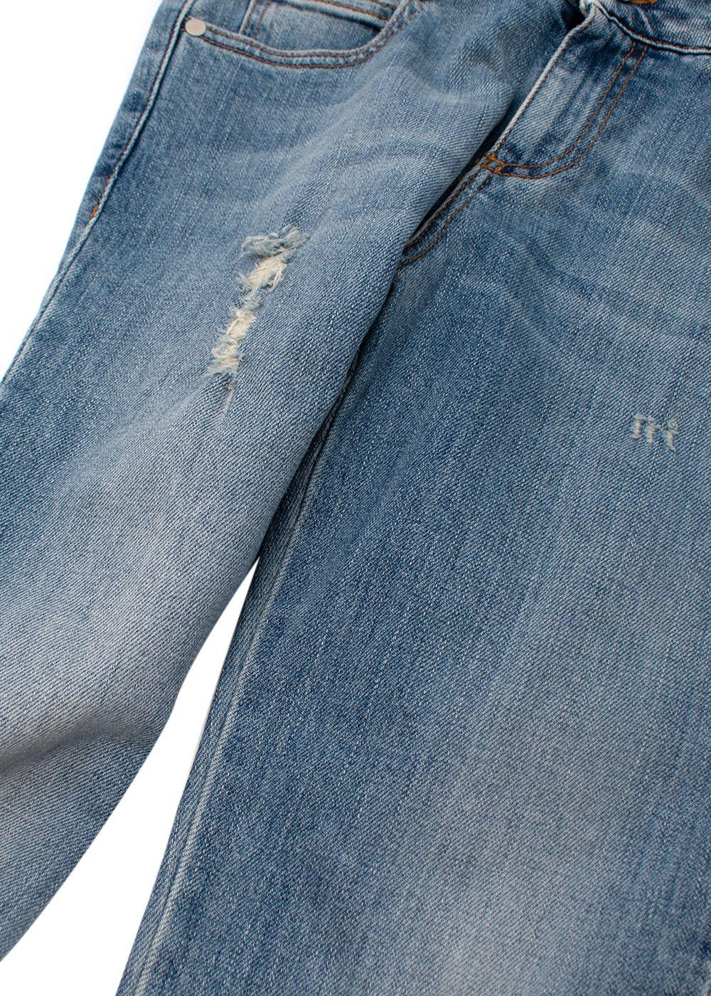Light Blue Frayed Detailed Denim Jeans