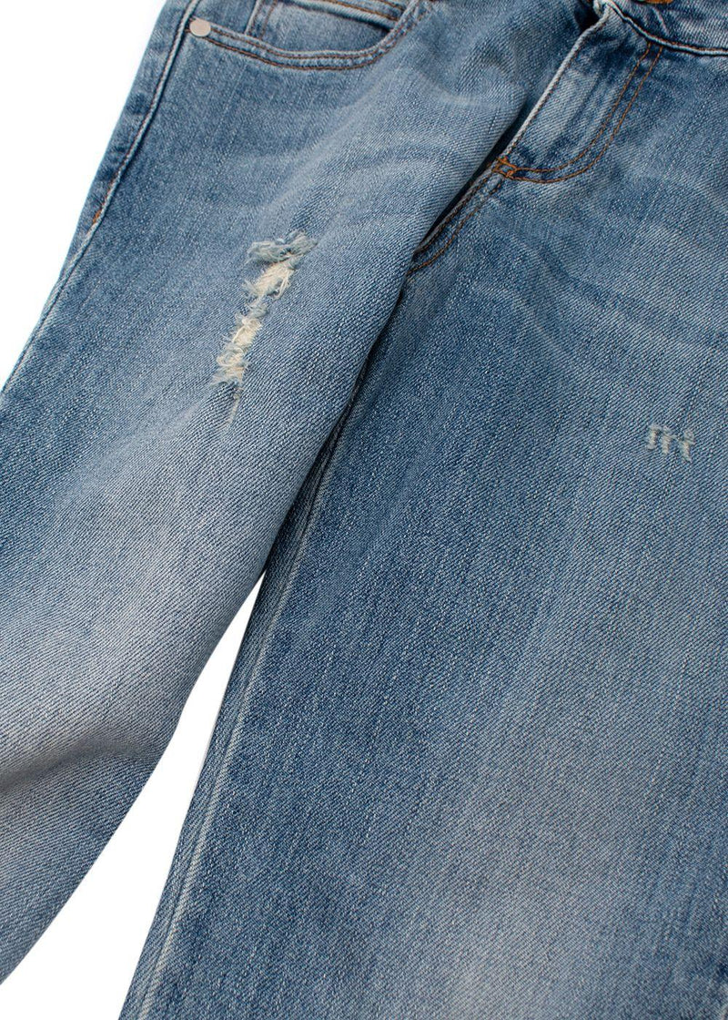 Light Blue Frayed Detailed Denim Jeans