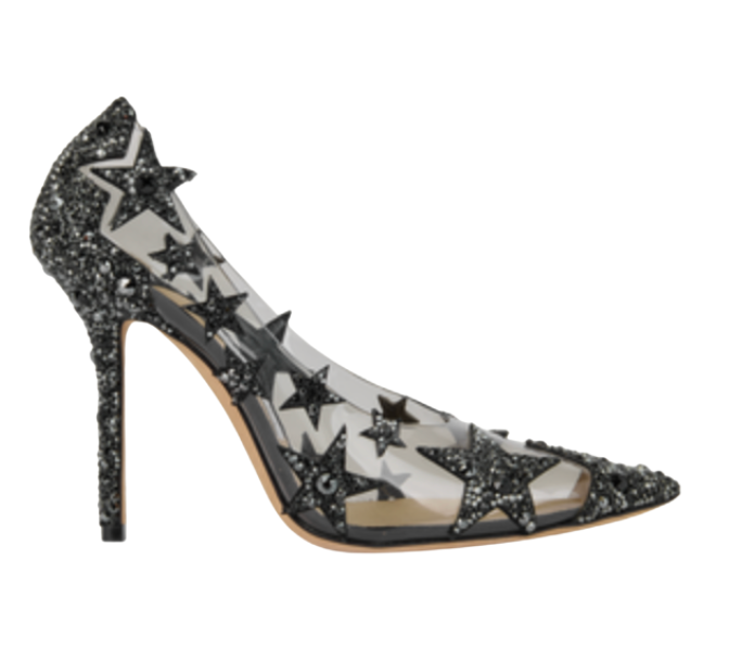 Jimmy Choo Embellished Plexi Heels