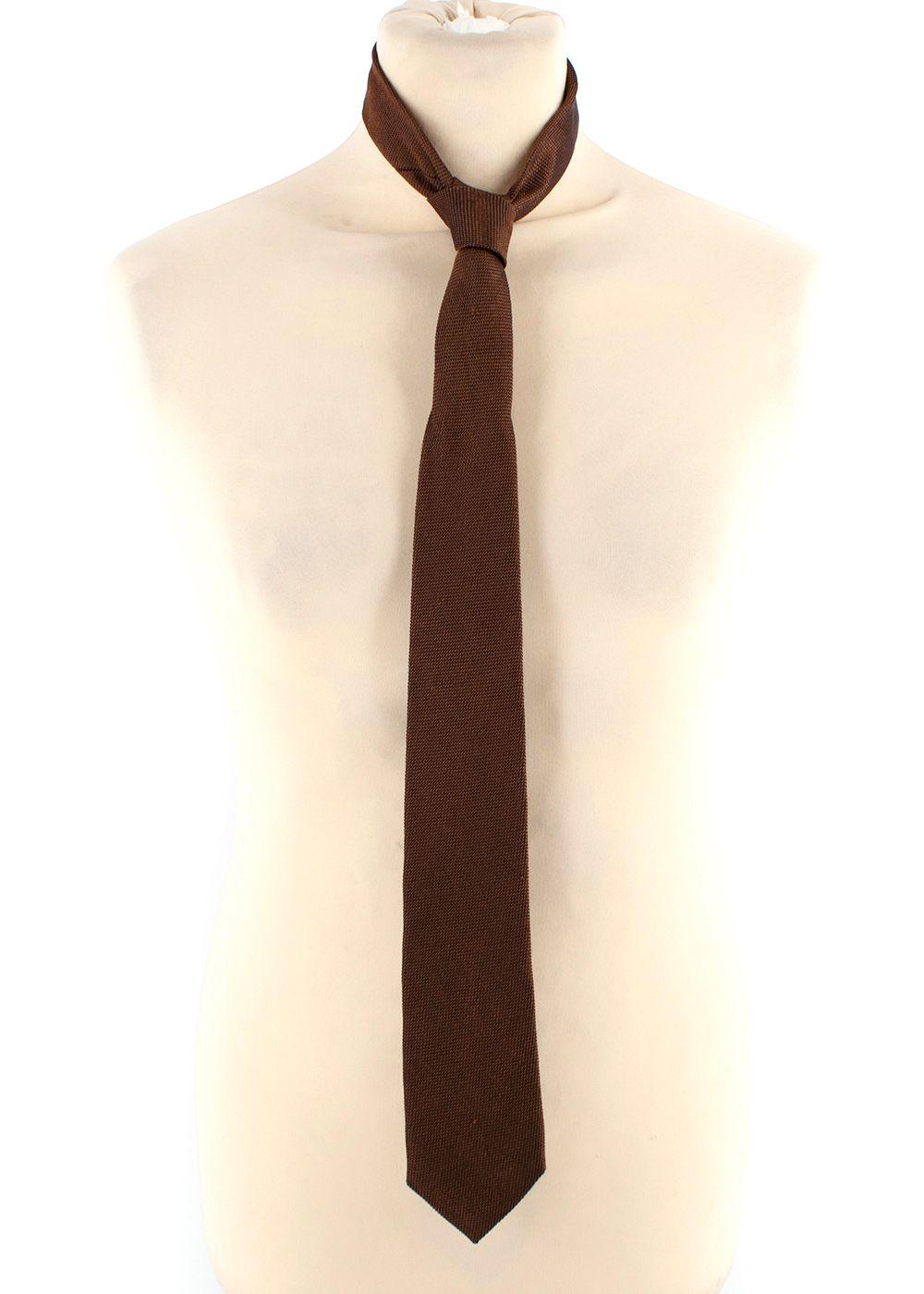Brown Woven Silk Tie