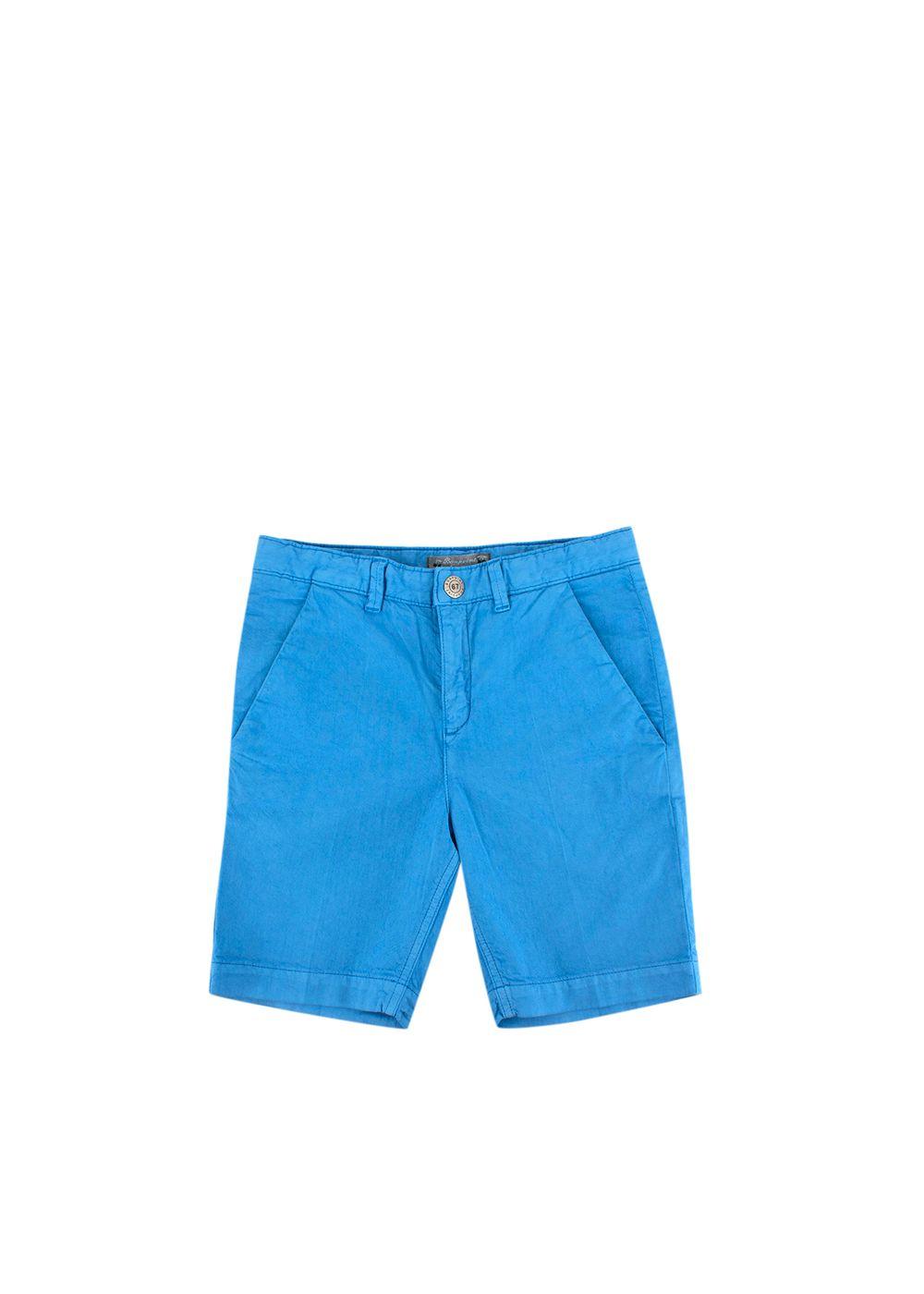 Blue Chambray Turn-Up Shorts