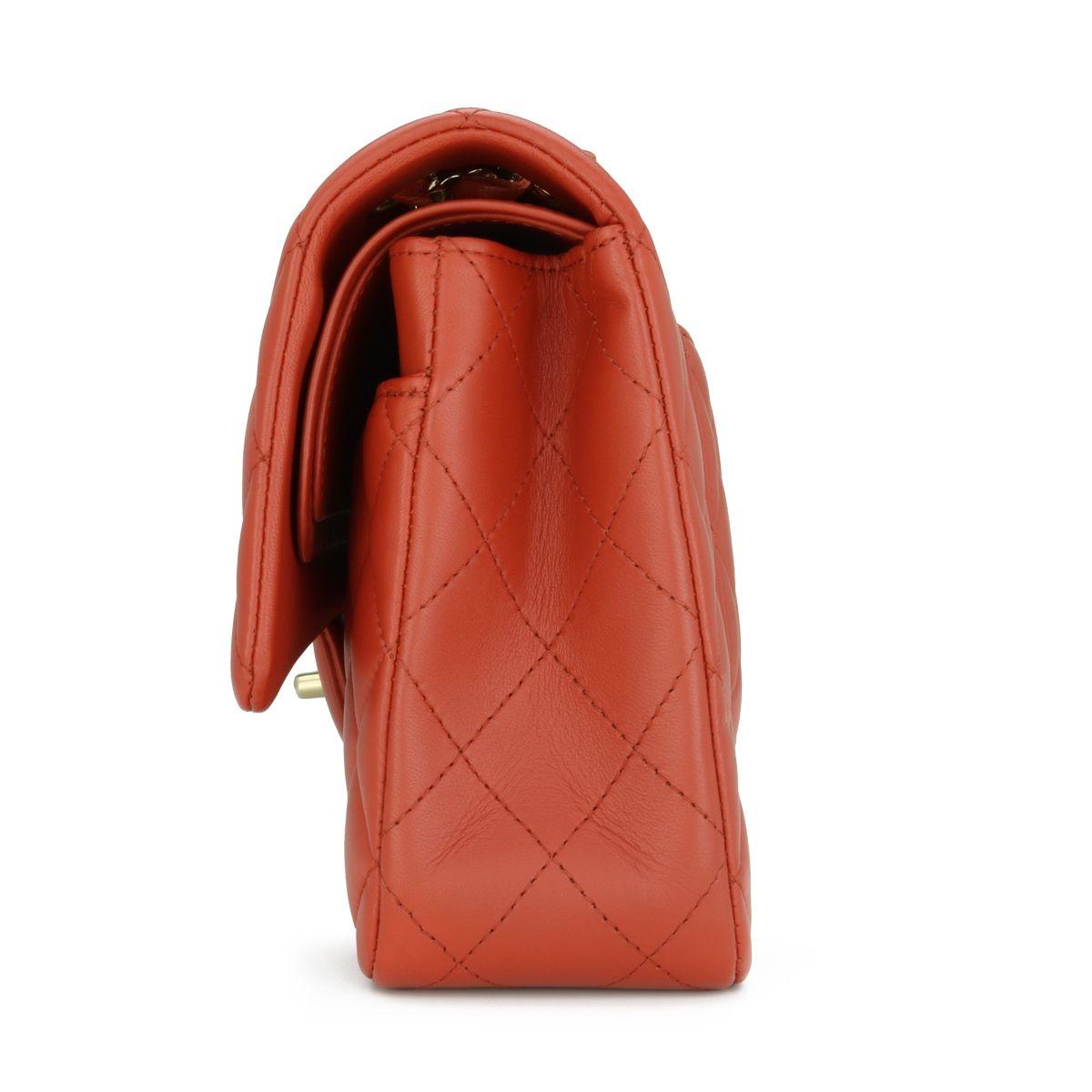 Chanel Brick Red Lambskin Medium Double Flap Bag