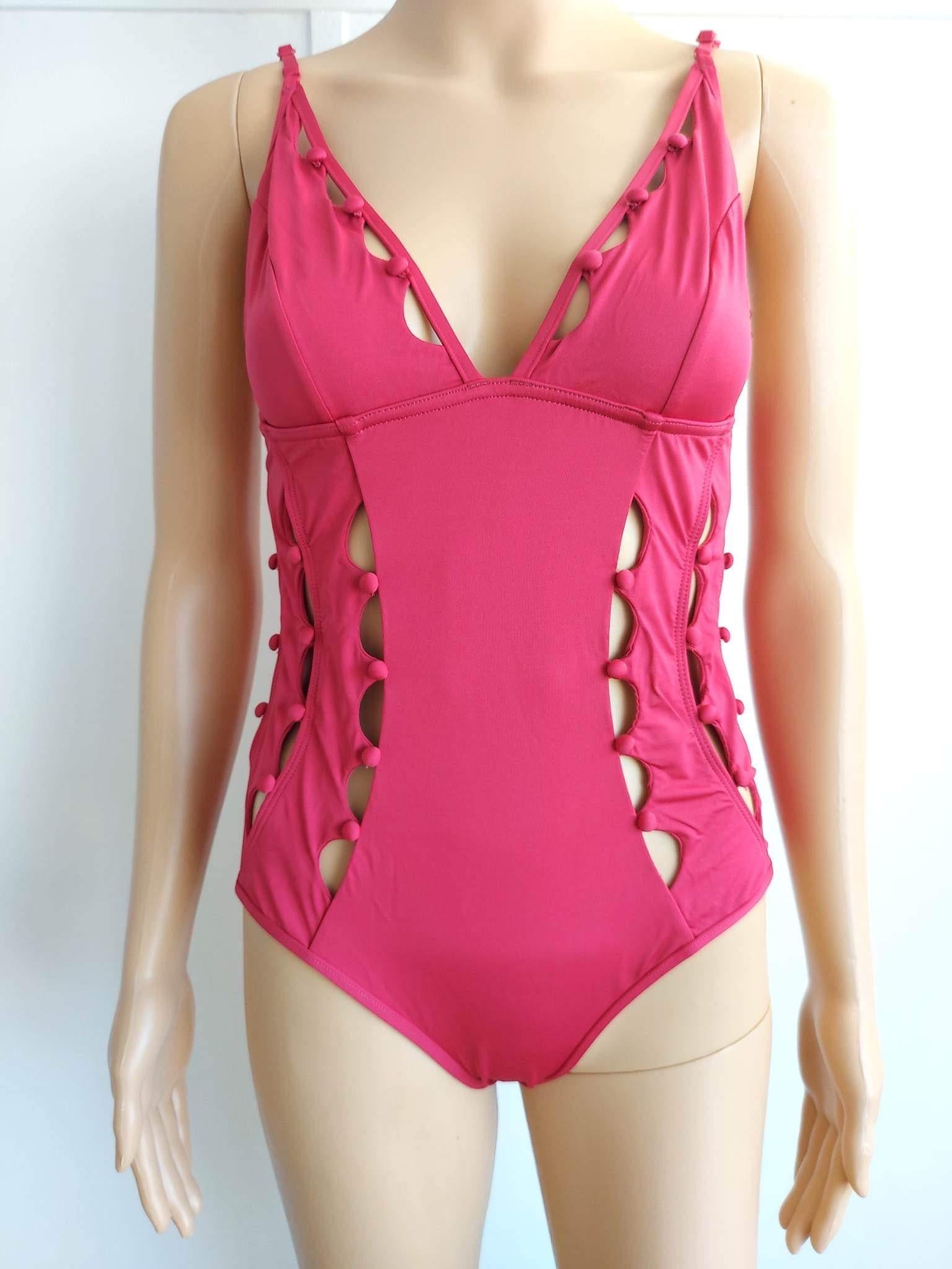 Goldie Crescent button-embellished cutout swimsuit