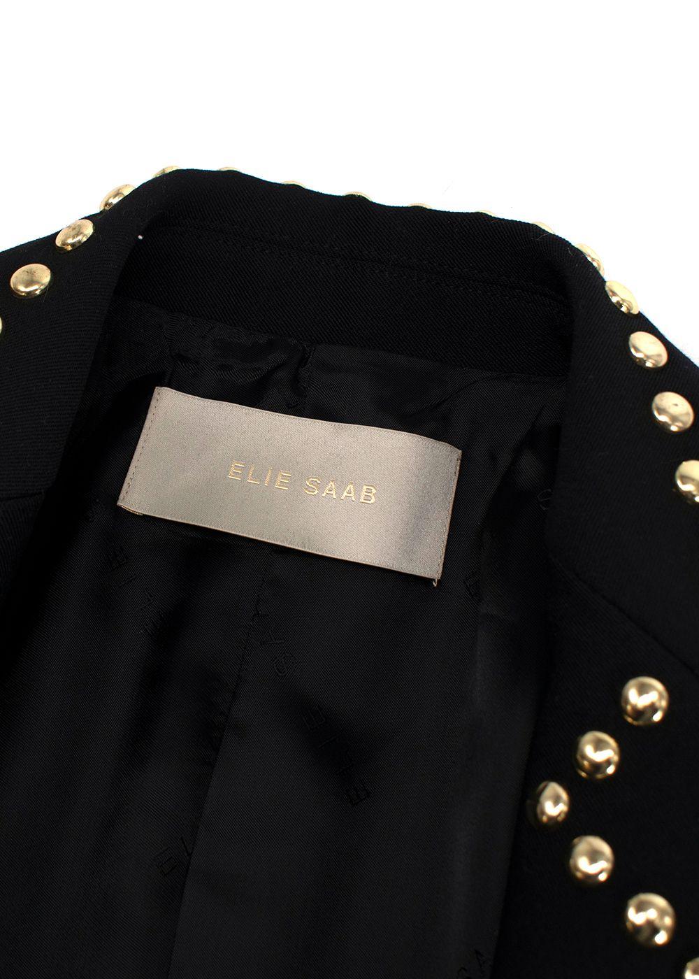 Elie Saab Black Studded Contrast Trim Blazer