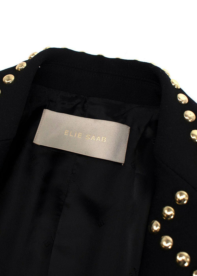 Elie Saab Black Studded Contrast Trim Blazer
