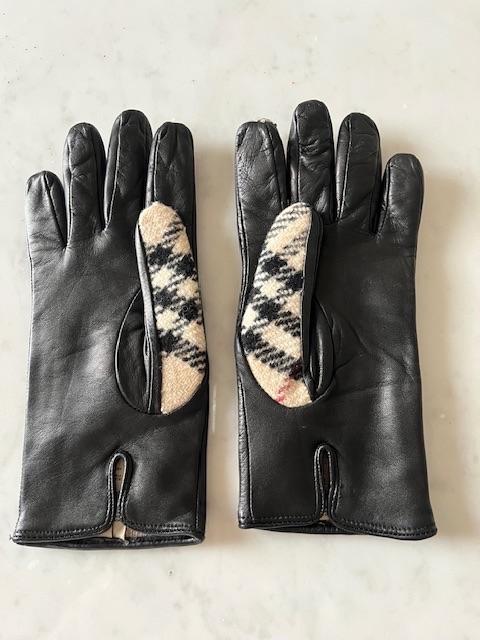 Burberry Check Wool and Leather Gloves