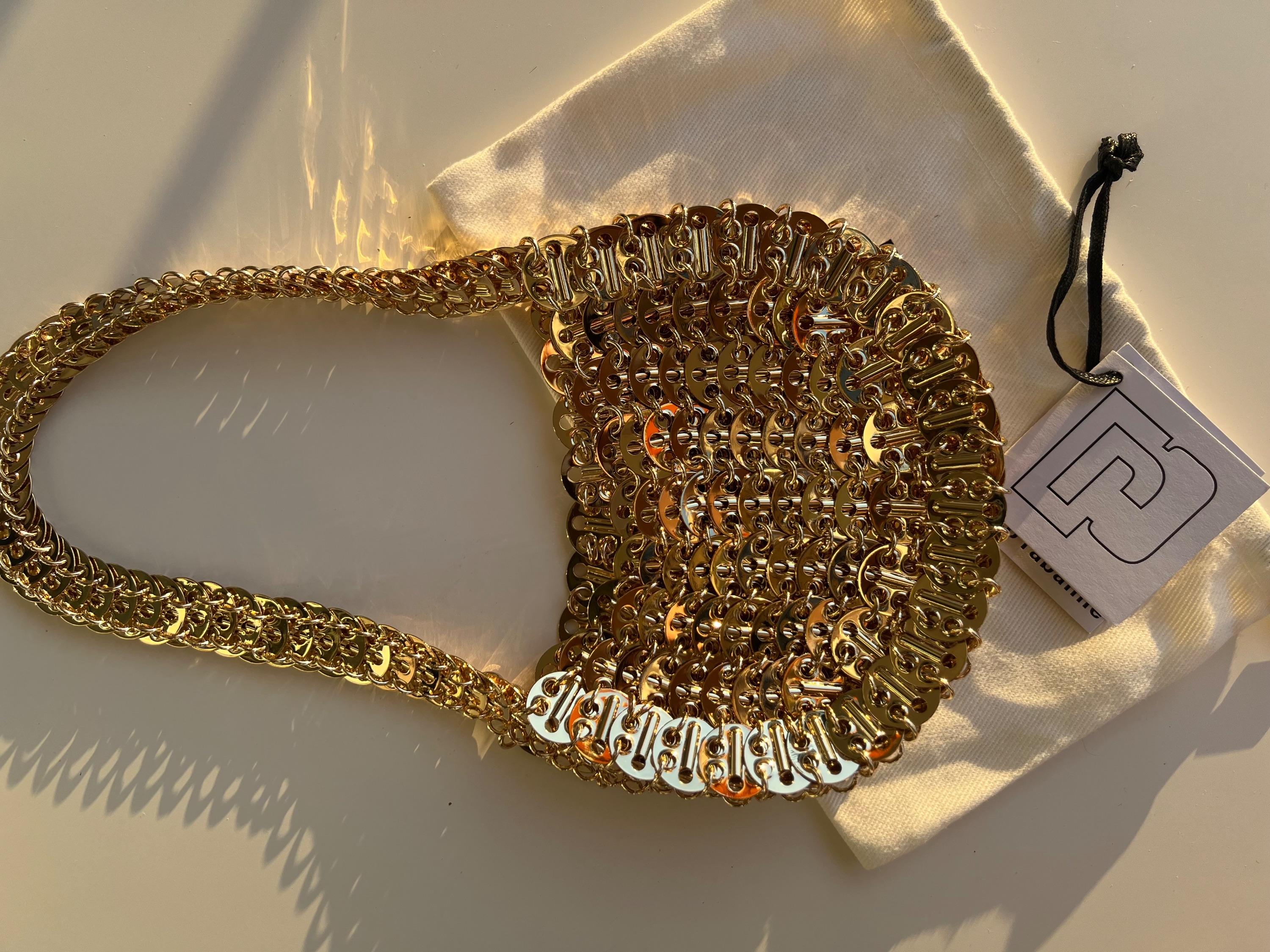 Paco Rabanne Gold Metal Chain Evening Bag