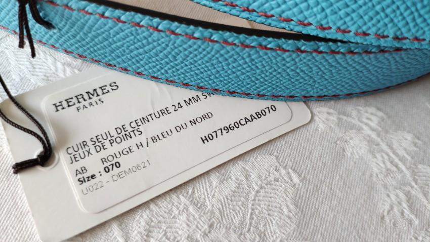Hermes 24mm Reversible Belt with Tri-Colour H Buckle - Size 70