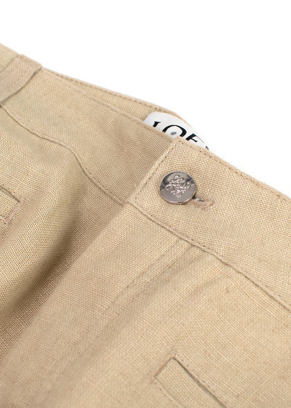Loewe Beige Straight Leg Linen Trousers