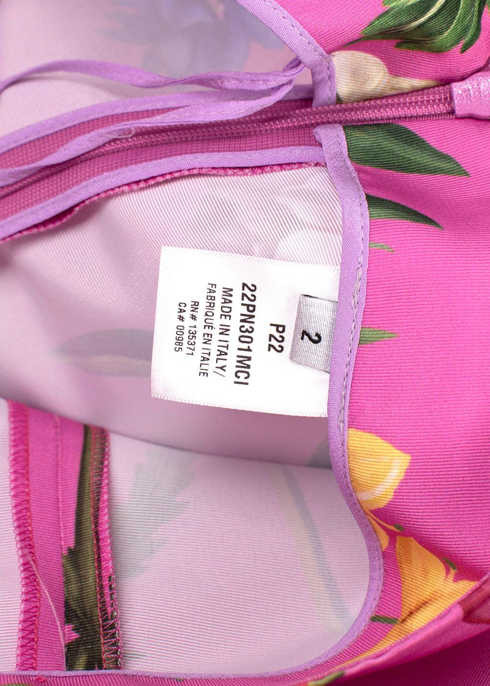 Oscar de la Renta Pink Floral-Print Faille Straight-Leg Trousers
