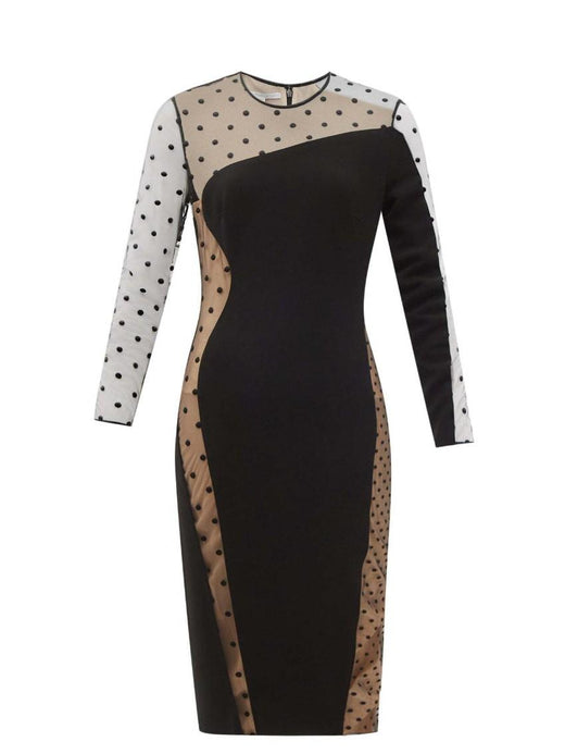 Stella McCartney Black Cady & Dotted Tulle Dress