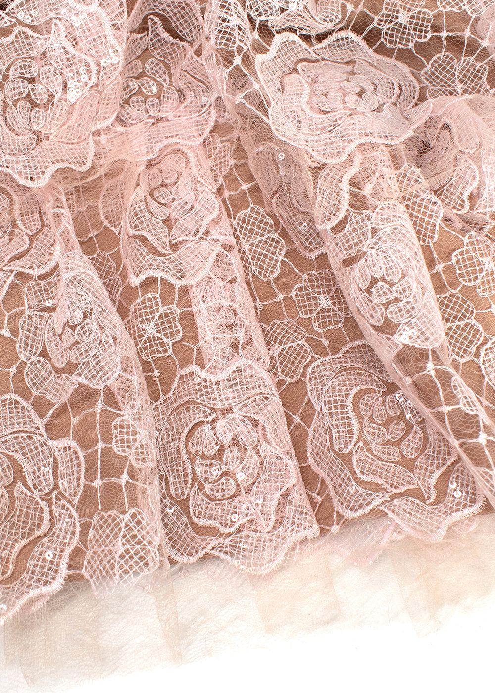 Self Portrait Light Pink Floral Lace Starlet Mini Dress