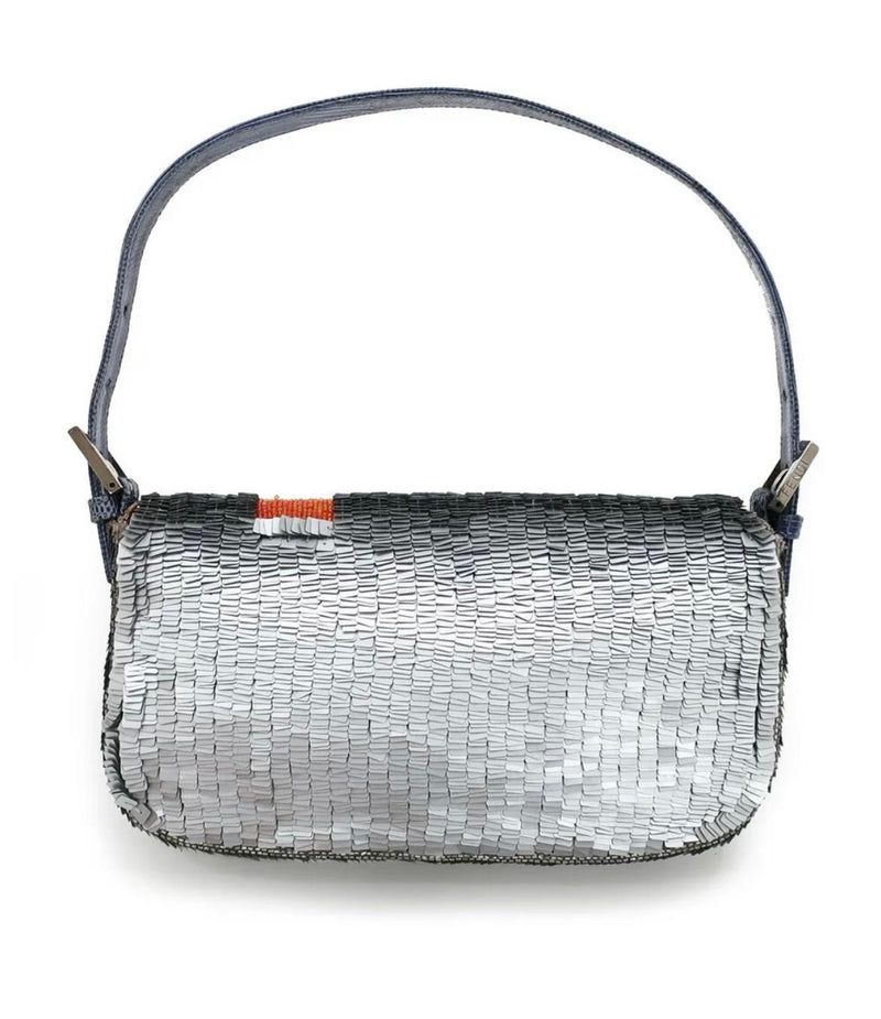 Silver Pleated Sequin Collectors Baguette