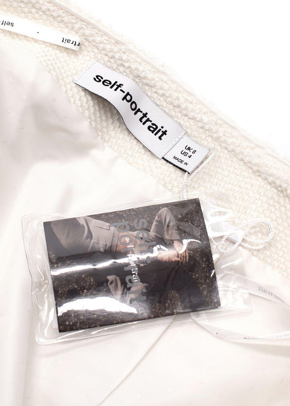 Self Portrait White Boucle Tweed Mini Skirt