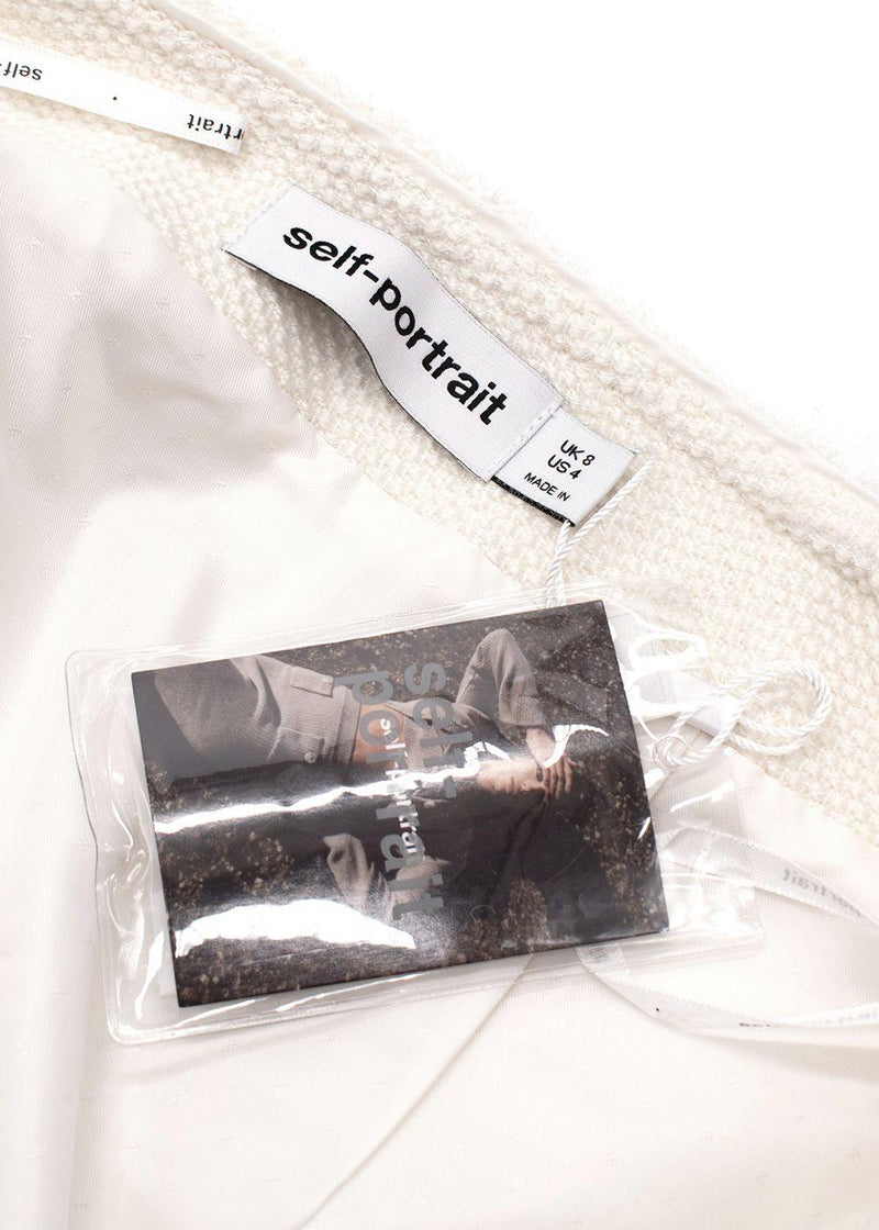 Self Portrait White Boucle Tweed Mini Skirt
