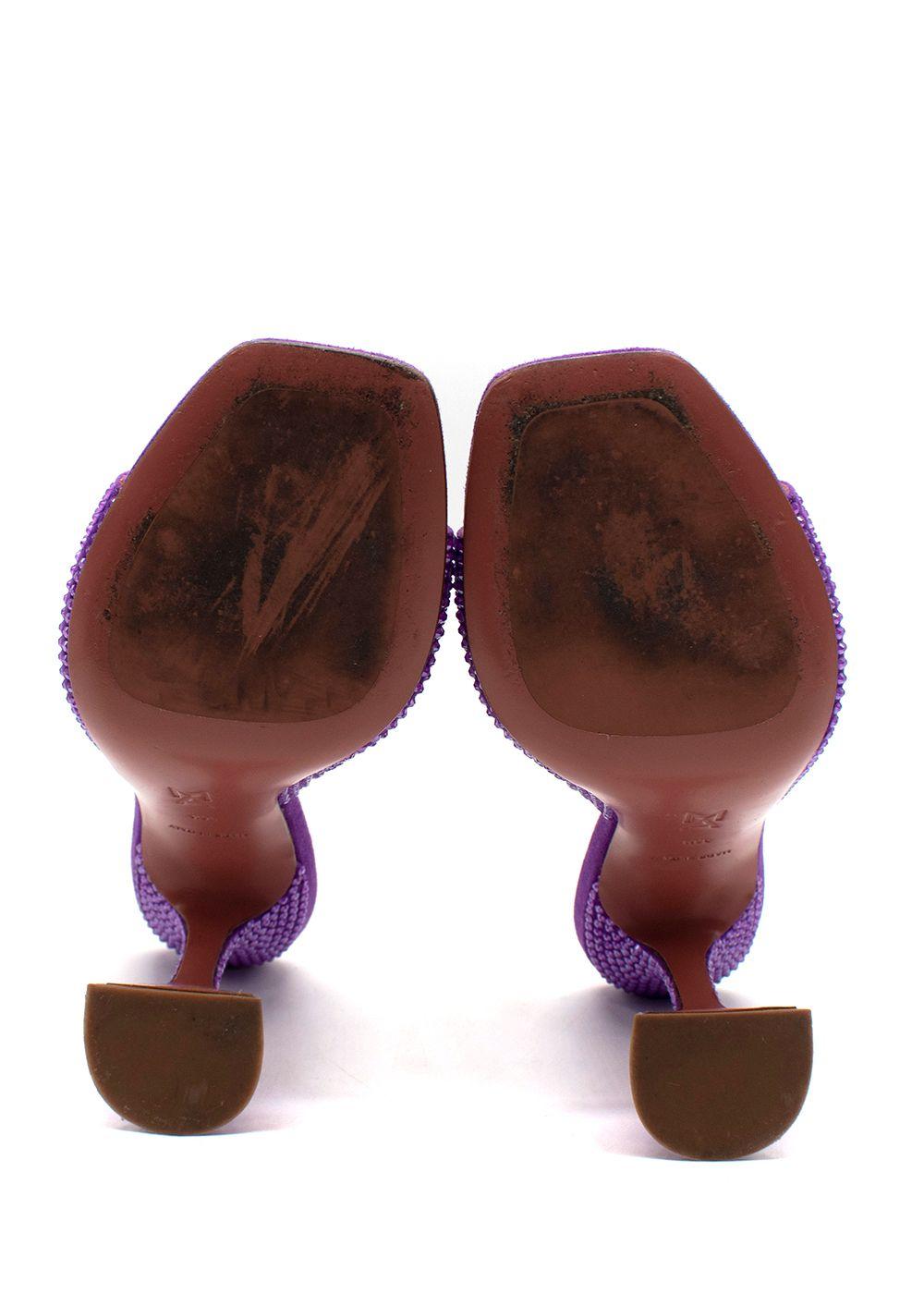 Amina Muaddi Purple Crystal Embellished Lupita Mules