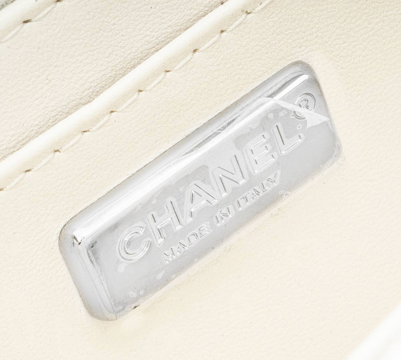 Chanel White & Black Sequin Bow Mini Flap Bag