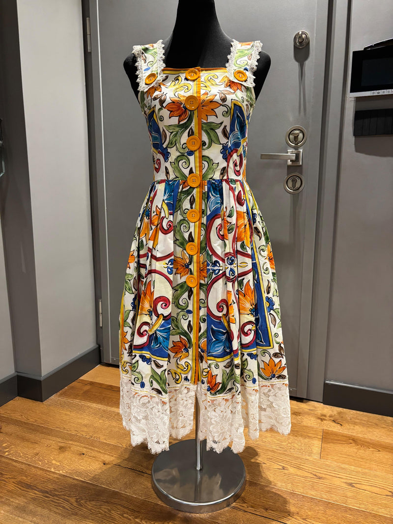 Dolce & Gabbana Majoilca Print Midi Dress