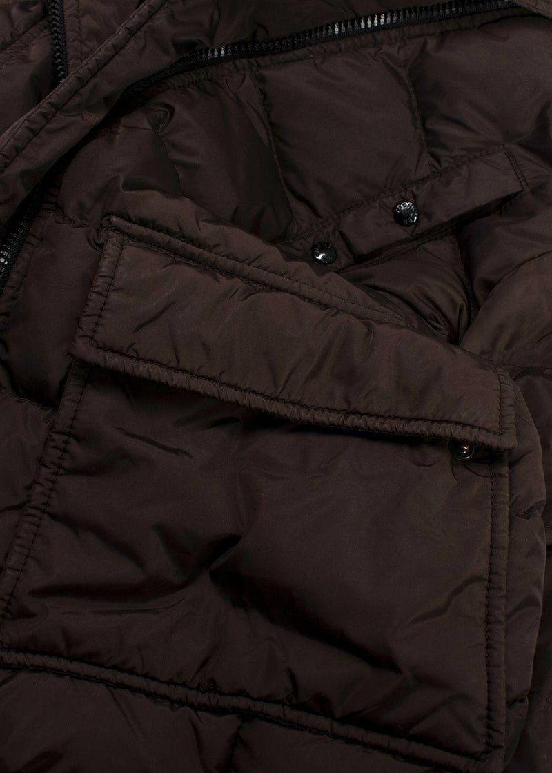 Moncler Brown Puffer Jacket with Fur Trim